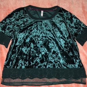 Teal velvet blouse